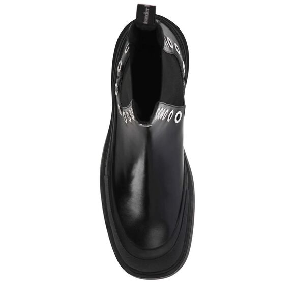 NWT Alexander McQueen Leather Grommet Eyelet Detailed Chelsea Boots Black Sz 45